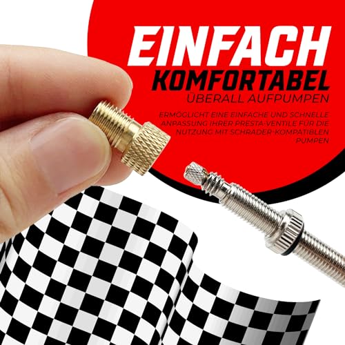 Bike Valve Adapter Set – 5 Presta-to-Schrader Adapters + 10 Caps – Set of 15