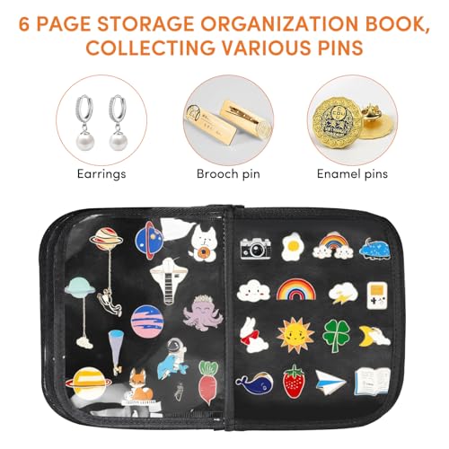 Travel Pin Collection Book with 6 Pages for Brooches & Enamel Pins - Portable Display Case