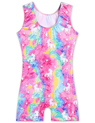 Girls' Gymnastics Leotard Biketard - Colorful Unicorn 2-3T