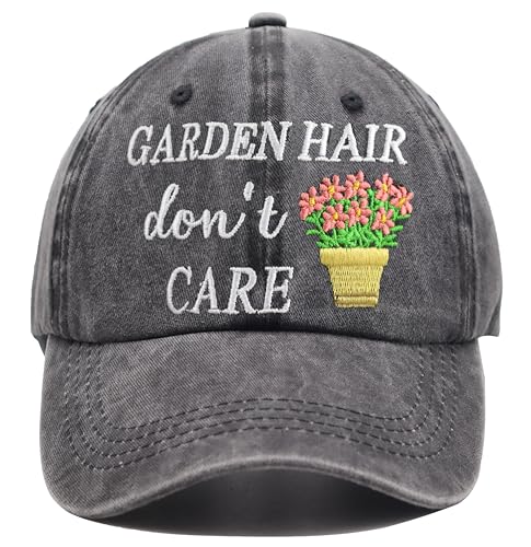 Women's Garden Baseball Cap - Adjustable Cotton Embroidered Hat - Black One Size