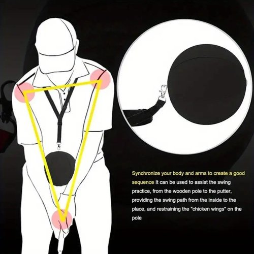3-Piece Golf Swing Trainer Set - Arm Band, Impact Ball & Posture Aid - Boost Skills for All Levels (Black-Black-Yellow)