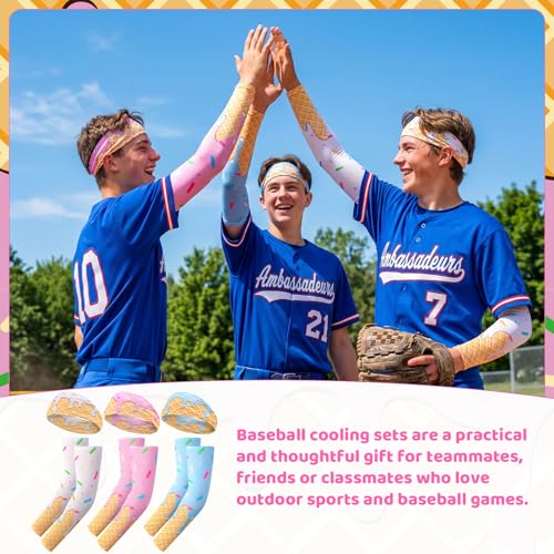 Ice Cream Headbands & Arm Sleeves Set - Pink, White, Blue