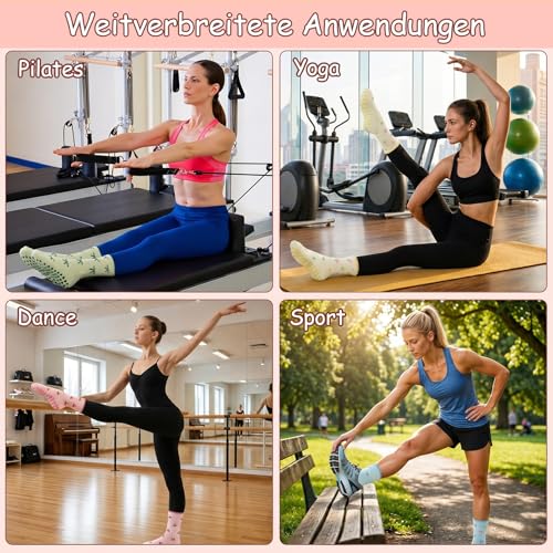 Cute Non-Slip Ruffle Pilates Grippy Socks for Women - Blue, Pink, White, Beige