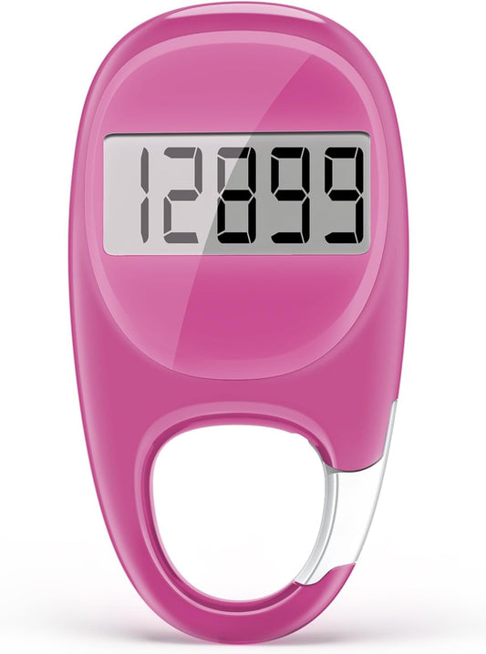 Simple Pedometer - Accurate Step Tracker with Carabiner | 3D Step Counter for Men & Seniors