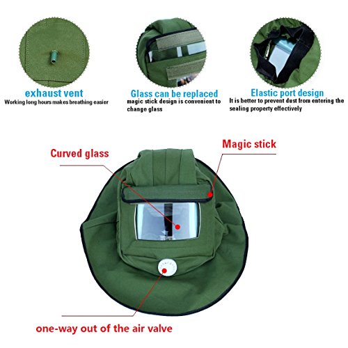 Sand Blasting Hood Cap, Canvas Shawl Sandblaster Protective Gear Mask Anti-dust Hood for Spraying Sanding Cutting, DIY Painting Woodworking Protection