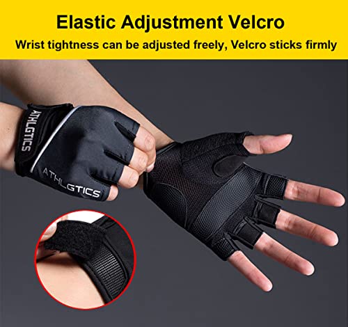 Workout Gloves for Men & Women - Full Palm Protection, Large, Black