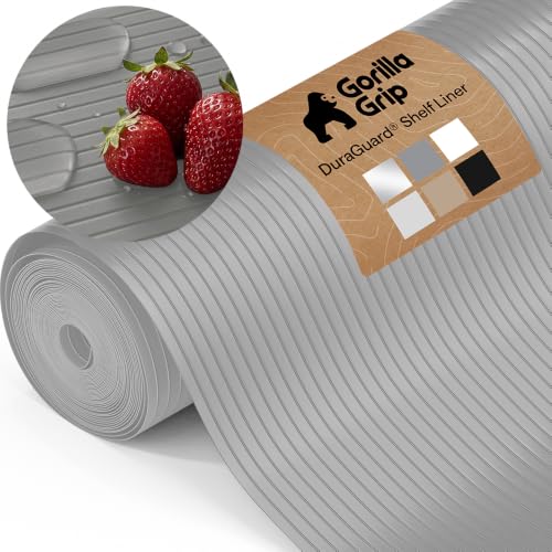 GORILLA GRIP Non-Adhesive Shelf Liner Gray 12"x10' Waterproof & Oil-Resistant
