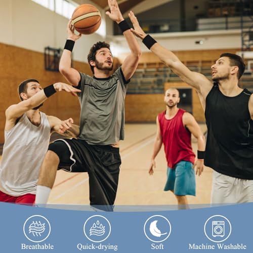 Wrist Sweatbands for Sports - 10 Pack, Absorbent Cotton, Black