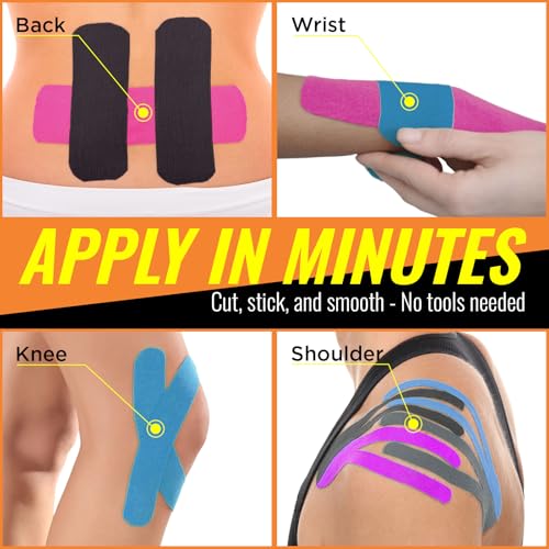 Kinesiology Tape Strips 60 Precut Elastic Athletic Muscle Support