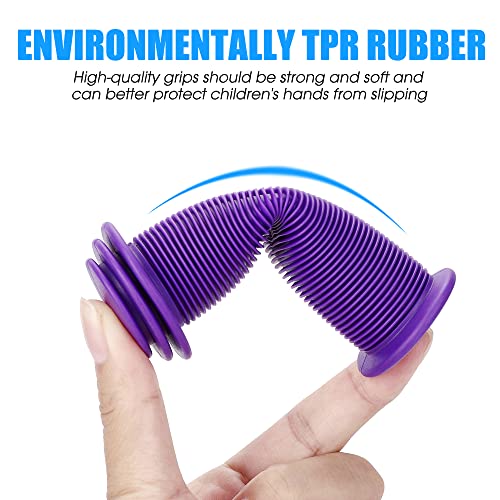 Kids Bike Grips - 105mm TPR Handlebar Grips with Mushroom Pattern - Purple