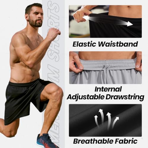 Men's Quick Dry Athletic Shorts with Pockets - Lightweight Gym Wear