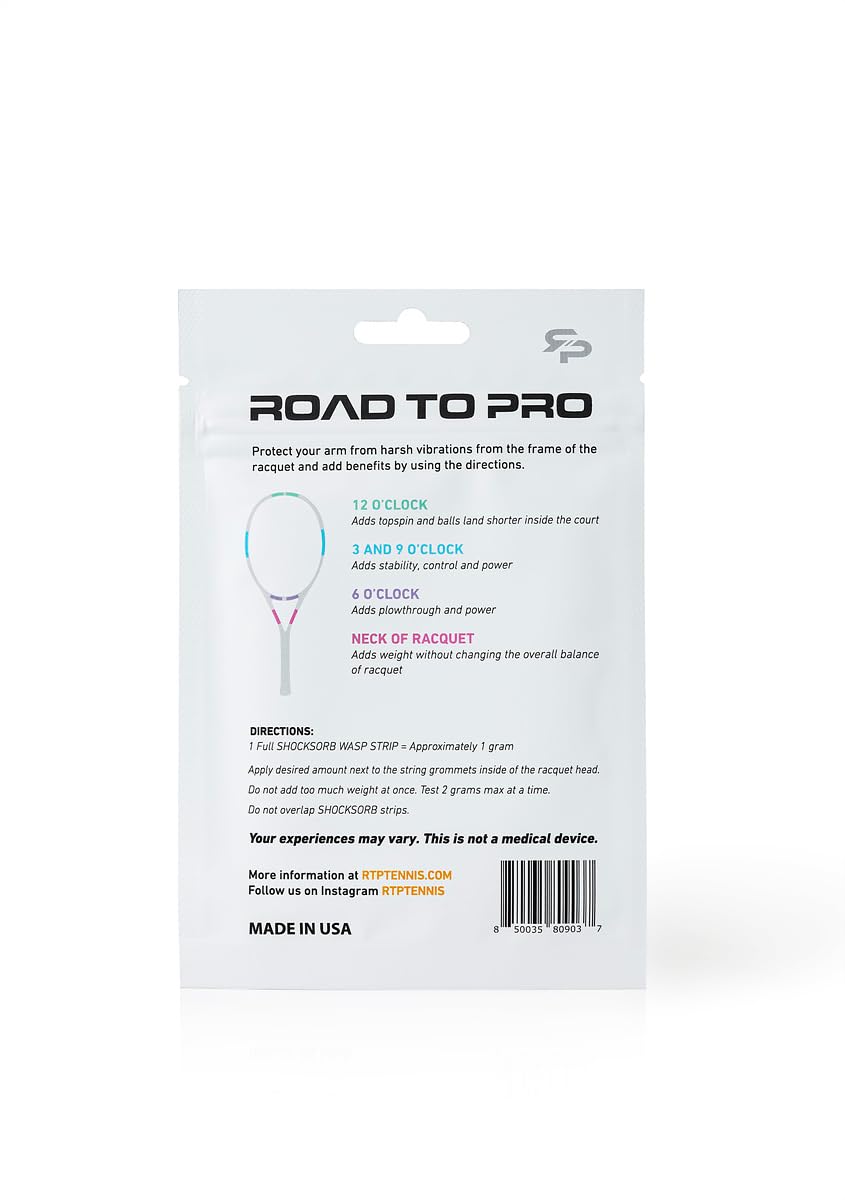 RTP ShockSorb WASP Strips - Tennis Racket Vibration Dampener – Absorb and Reduce Vibration – Add Power, Control, and Stability – Expand Sweet Spot and Prevent Injuries – Yellow (Yellow)