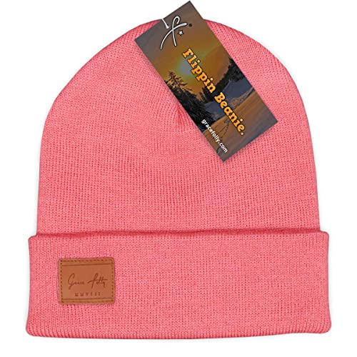 Folded Cuff Beanie Hat - Lightweight Breathable Winter Cap - Pink