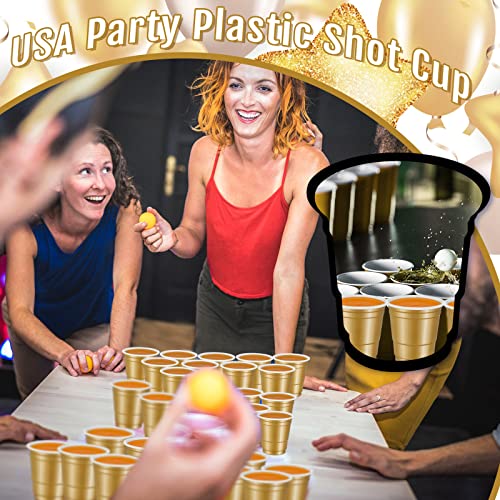 Roshtia 100 Pack 2 Oz Plastic Shot Glasses,Gold