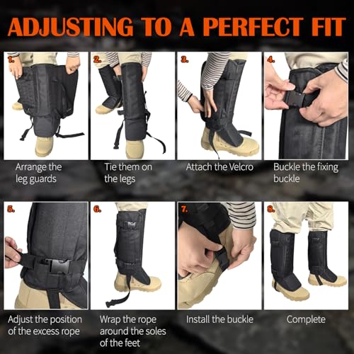 Adjustable Snake Proof Gaiters for Men & Women - Leg Guards