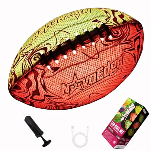 NovaEdge LED Glow Football Orange/Yellow - Rechargeable 9.25-inch Light-Up Soccer Ball for Night Outdoor Play