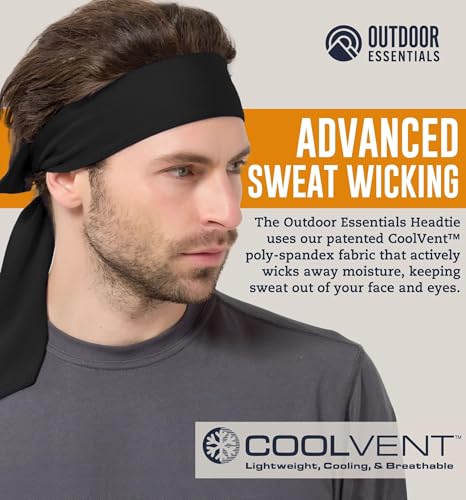 Sweat-Wicking Tie Headband for Running - 2 Pack Black