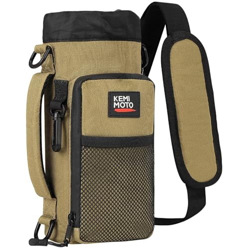 KEMIMOTO Brown 40 oz Water Bottle Holder Bag with Adjustable Strap for Hiking Camping