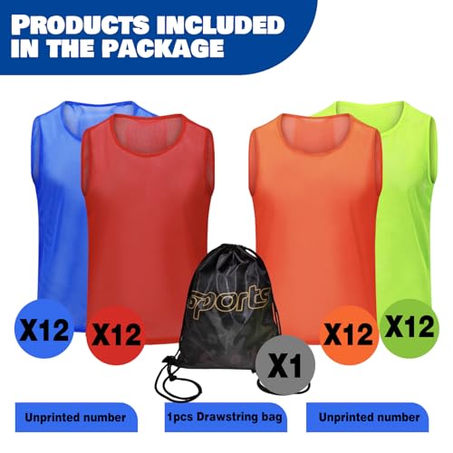 Lightweight Mesh Pinnies Scrimmage Vests for Sports - 12/24/48 Pack