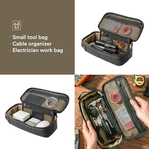 Heavy Duty Small Tool Bag Pouch Portable Utility Organizer Case with Zipper Handle. Perfect for EDC, Motorcycle, Road Bike, Electricians & More