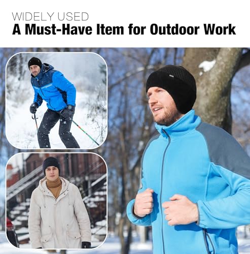 Wmcaps Navy Blue Winter Fleece-Lined Beanie with Earflaps for Men & Women Outdoor