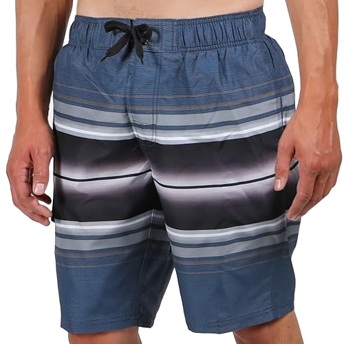 Kanu Surf Men's Wade Swim Trunks Medium Linear Navy 5.5-9 Inch Inseam Quick-Dry