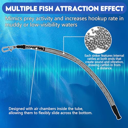 Eupheng 4oz Fishing Rattle Sinkers 5-Pack - Flexible Catfish Weights for Structure Fishing