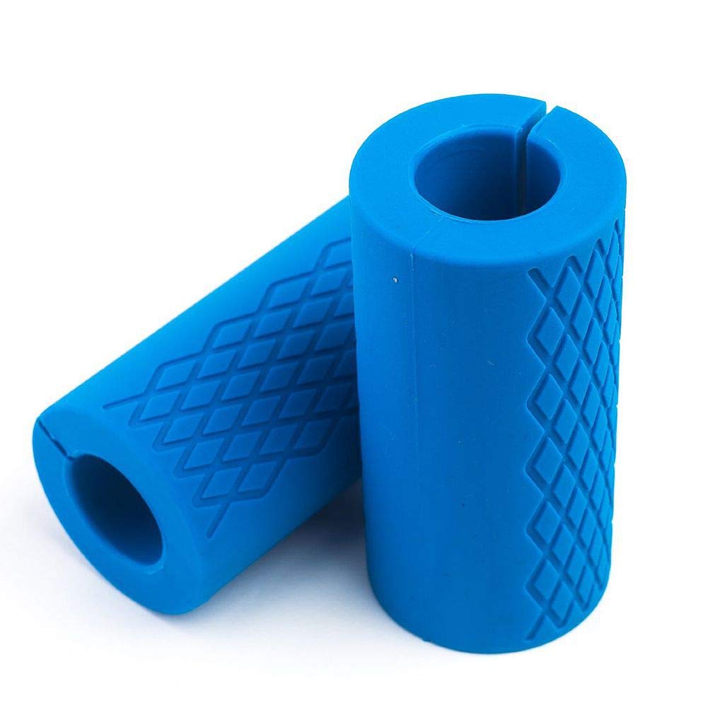 YCYU Dumbbell Grips Anti-slip Rubber Barbell Shoulder Pads Powerlifting Fat Hand Grips, Weightlifting Bodybuilding Home Workout (Blue)