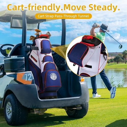 14-Way T-Lock Golf Cart Bag - Blue and White, Water Resistant