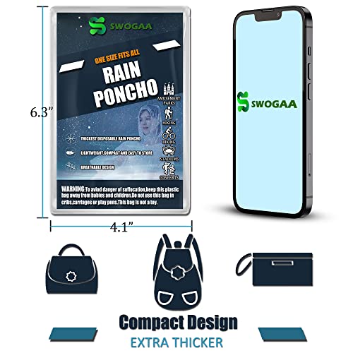 Disposable Rain Ponchos for Kids & Adults 4 Pack - Extra Thick, One Size