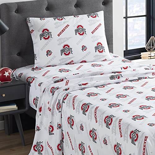 Ohio State Buckeyes Twin XL Sheet Set - NCAA Team Logo Bedding