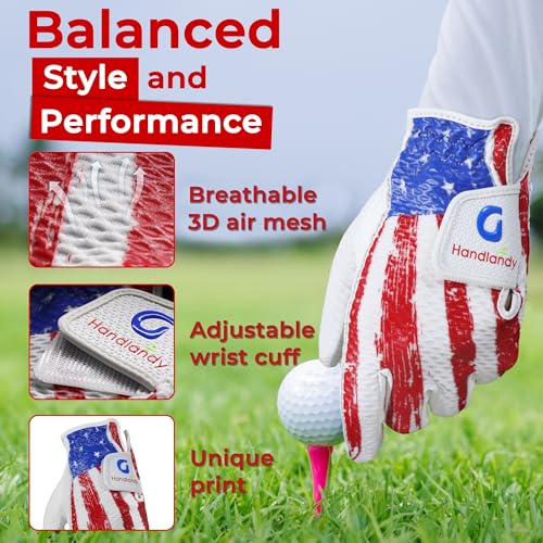 Youth Golf Glove for Kids - Left Hand, Medium, White-Red