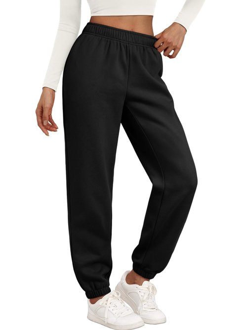 Trendy Queen Womens Sweatpants High Waisted Winter Baggy Lounge Pants Fall Active Fleece Comfy Joggers 2026 Black M
