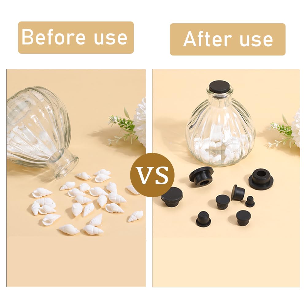 GORGECRAFT 20Pcs 5 Sizes Silicone Hole Plug Black Rubber Round Waterproof Button Tube End Cover Soft Flexible Stopper Plugs Furniture Accessory Fit for Bottle Pipes 7.5-21mm Inner Diameter