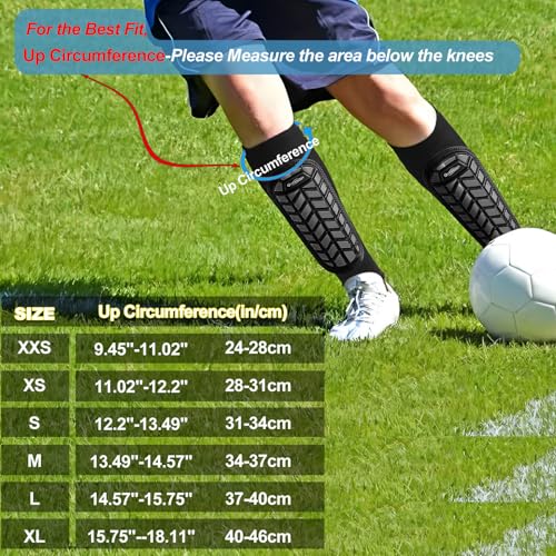 Youth Soccer Shin Guards - High Impact Protective Gear - Black, Medium
