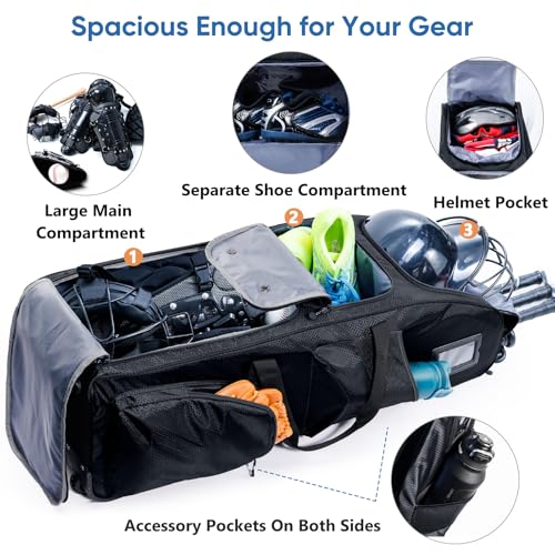 VIGEGARI Rolling Baseball Bat Bag with Wheels, Large Capacity Gear Bag for Bats & Equipment