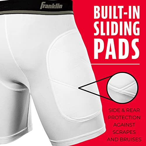 Kids Compression Sliding Shorts Medium White/Black Padded Baseball Underwear