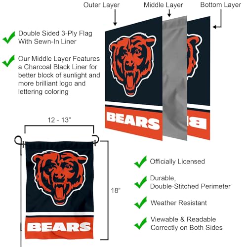 Chicago Bears Double-Sided Garden Flag - 12.5 x 18 in