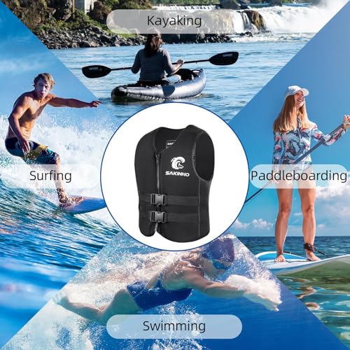 Huraty Black XX-Large Water Kayaking Jacket for Adults & Kids, Buoyancy Vest