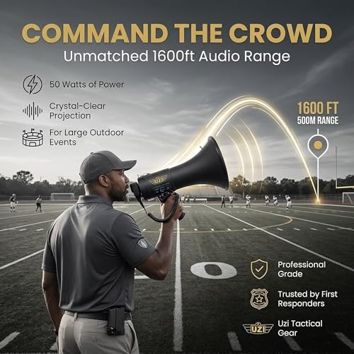 50W Bluetooth Megaphone with Siren - Professional Bullhorn Megaphone