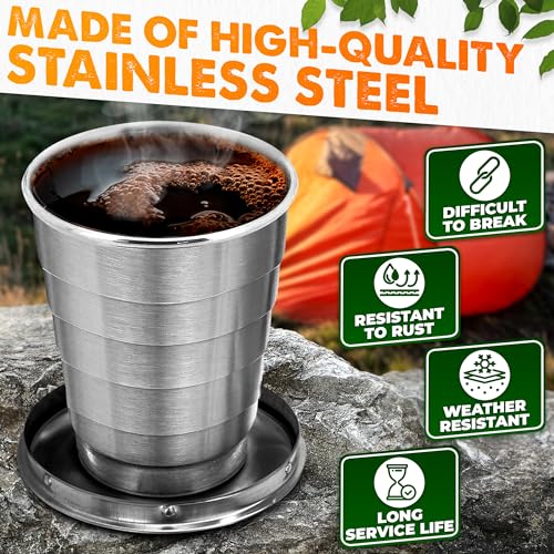 Collapsible Travel Cup with Lid - 75ml Stainless Steel Shot Glass - 1 Pcs
