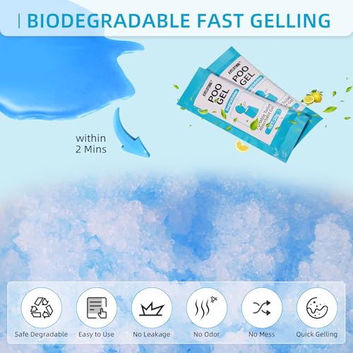 Portable Toilet Absorbent Gel Powder, 25 Pack Poo for Camping Solid