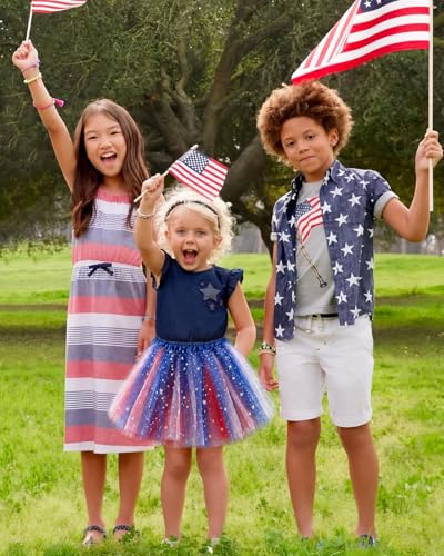 2 Pack Sparkle Tutu for Girls Toddler Dress Up Birthday 2-8Y – Red White & Blue Edition