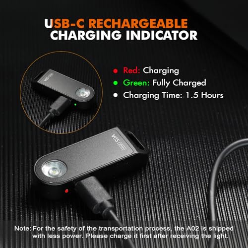 Brinyte A02 Mini EDC Keychain Flashlight Rechargeable USB-C LED Key Chain Light 125 Lumens Bright Tiny Flat Pocket Keyring Light for Camping Hiking Dog Walking Emergency Home Power Outage