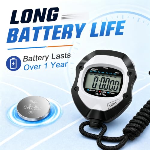 Digital Stopwatch Timer with Large Display, Alarm & Chime - Black