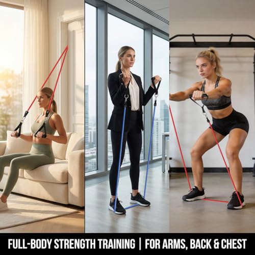 Adjustable Resistance Bands Set - 10-150LBS, Natural Latex, Colorful