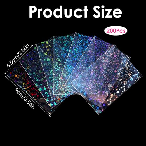 200 Pcs Laser Flashing Holographic Photo Card Sleeves Love