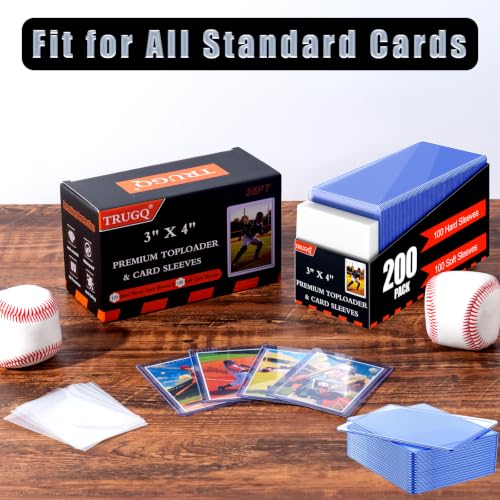 200 Card Sleeves and Toploaders Set - 3" x 4" Hard & Soft Protectors