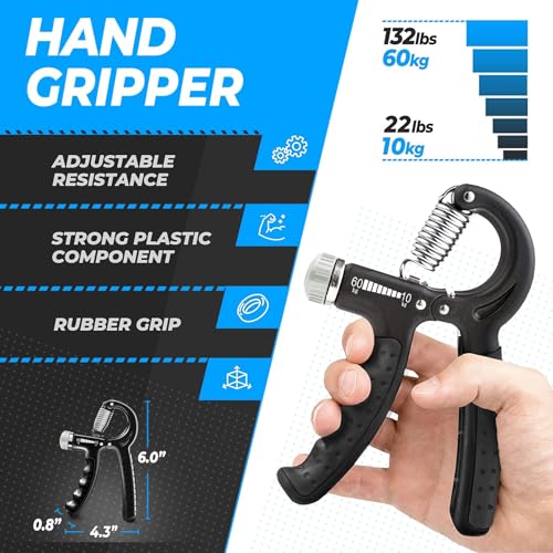 Grip Strength Trainer Set - Forearm & Hand Exercisers, Black