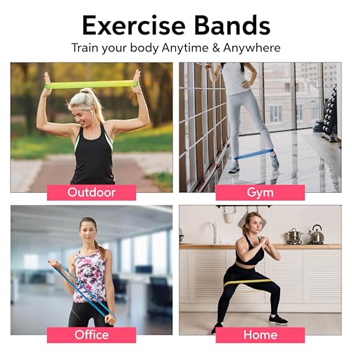 5-Piece Resistance Loop Exercise Band Set for Strength Training & Pull Ups